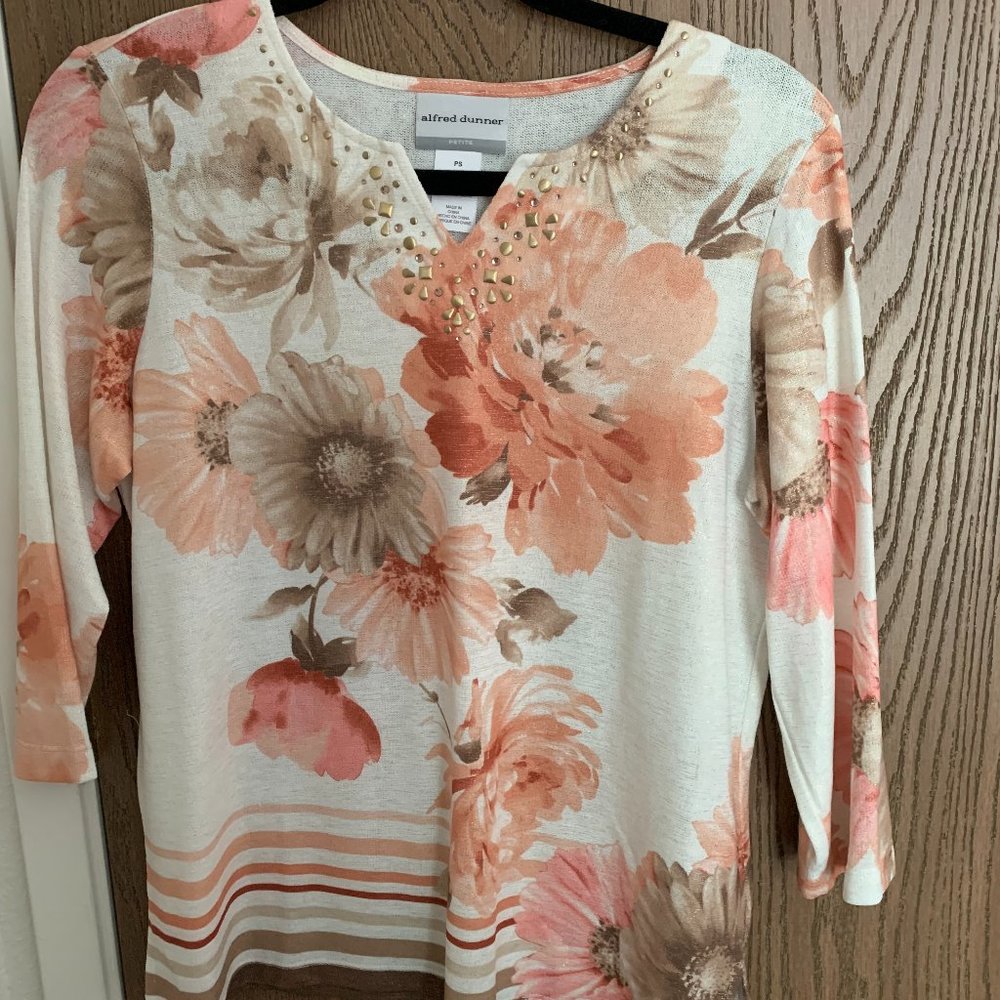 Alfred Dunner petite small,  orange, pink, brown